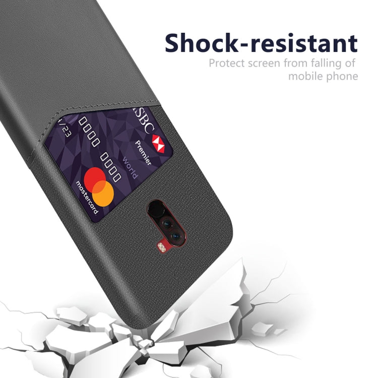 For Xiaomi Pocophone F1 Cloth Texture PC + PU Leather Back Cover Shockproof Case with Card Slot