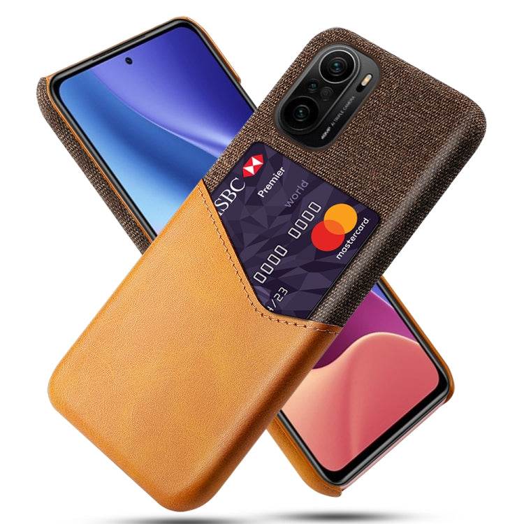 For Xiaomi Redmi K40 Cloth Texture PC + PU Leather Back Cover Shockproof Case with Card Slot