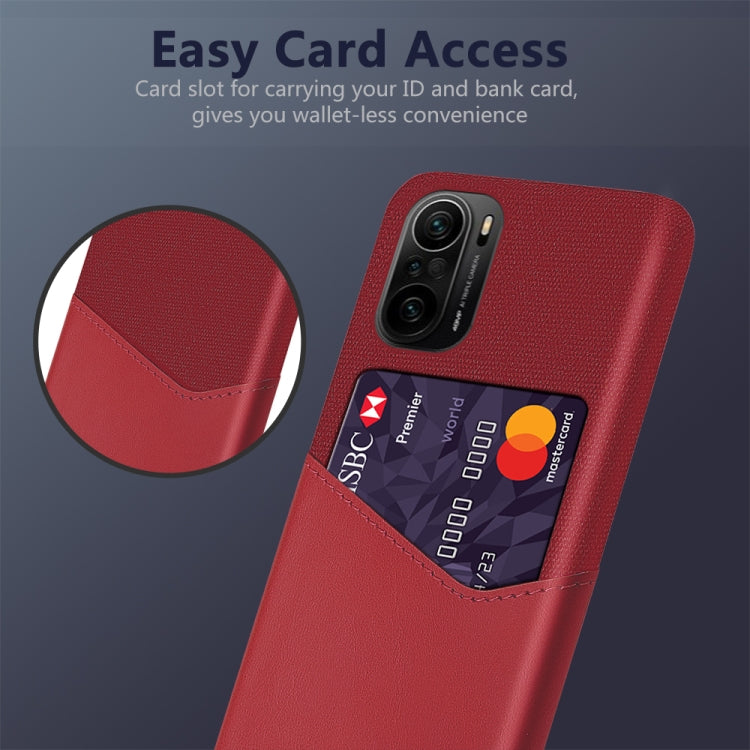 For Xiaomi Redmi K40 Cloth Texture PC + PU Leather Back Cover Shockproof Case with Card Slot