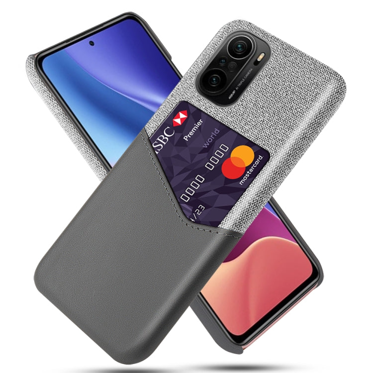 For Xiaomi Redmi K40 Cloth Texture PC + PU Leather Back Cover Shockproof Case with Card Slot