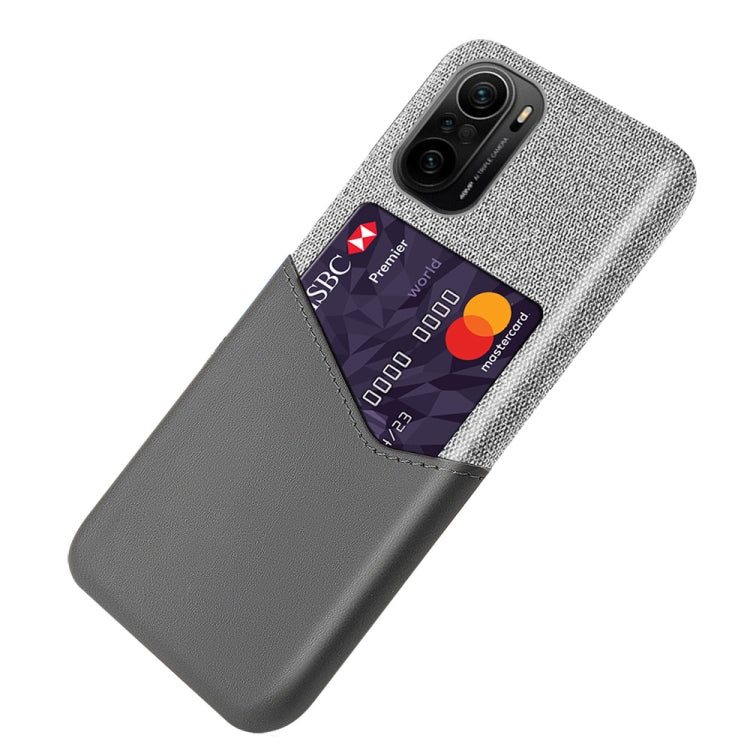 For Xiaomi Redmi K40 Cloth Texture PC + PU Leather Back Cover Shockproof Case with Card Slot