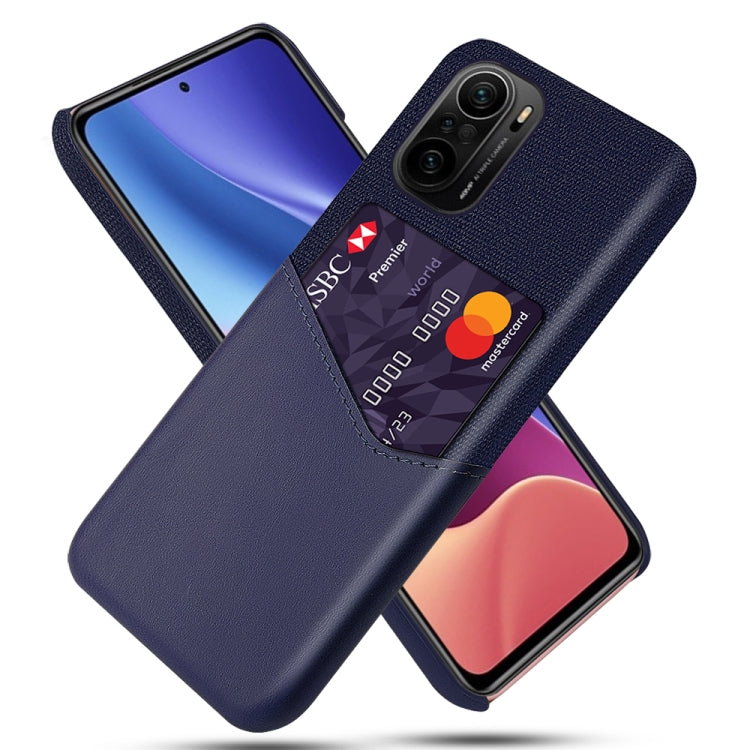 For Xiaomi Redmi K40 Cloth Texture PC + PU Leather Back Cover Shockproof Case with Card Slot