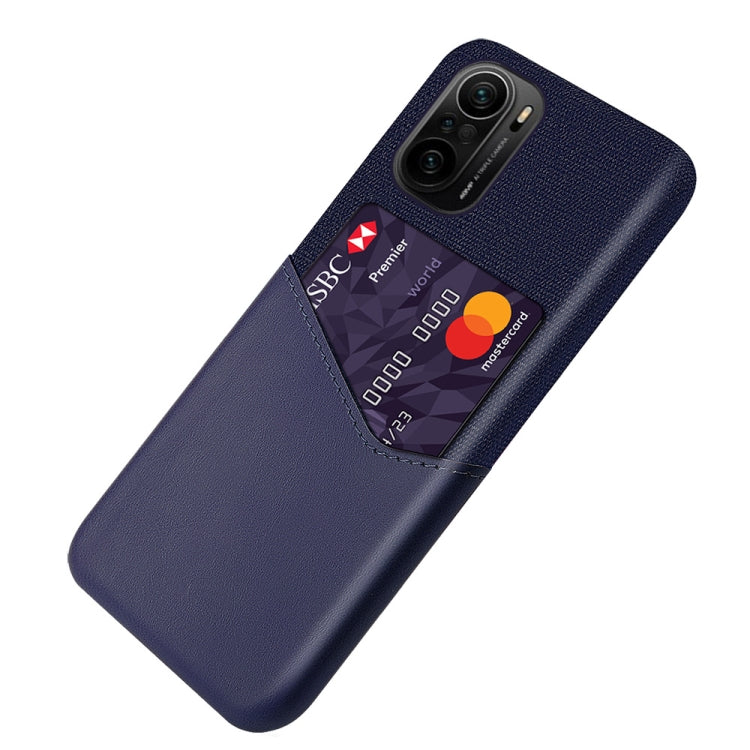 For Xiaomi Redmi K40 Cloth Texture PC + PU Leather Back Cover Shockproof Case with Card Slot