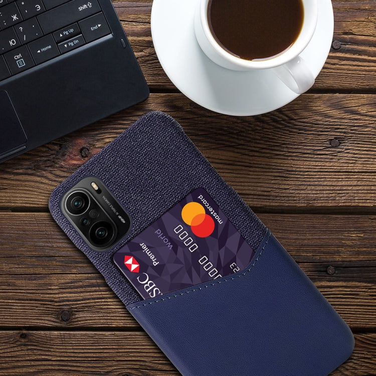 For Xiaomi Redmi K40 Cloth Texture PC + PU Leather Back Cover Shockproof Case with Card Slot