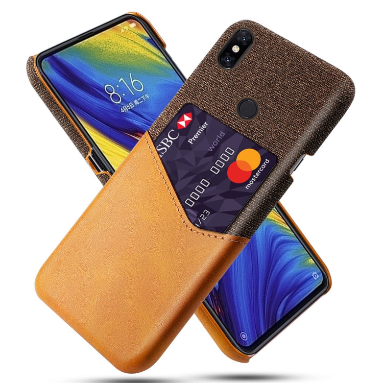 For Xiaomi Mi Mix 3 Cloth Texture PC + PU Leather Back Cover Shockproof Case with Card Slot
