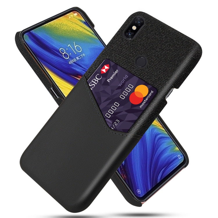 For Xiaomi Mi Mix 3 Cloth Texture PC + PU Leather Back Cover Shockproof Case with Card Slot