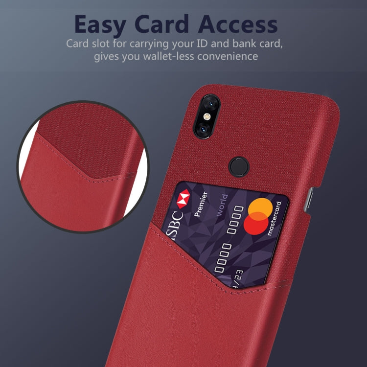 For Xiaomi Mi Mix 3 Cloth Texture PC + PU Leather Back Cover Shockproof Case with Card Slot