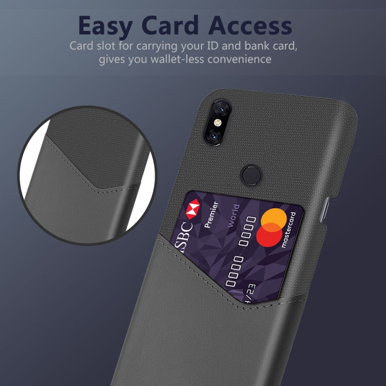 For Xiaomi Mi Mix 3 Cloth Texture PC + PU Leather Back Cover Shockproof Case with Card Slot