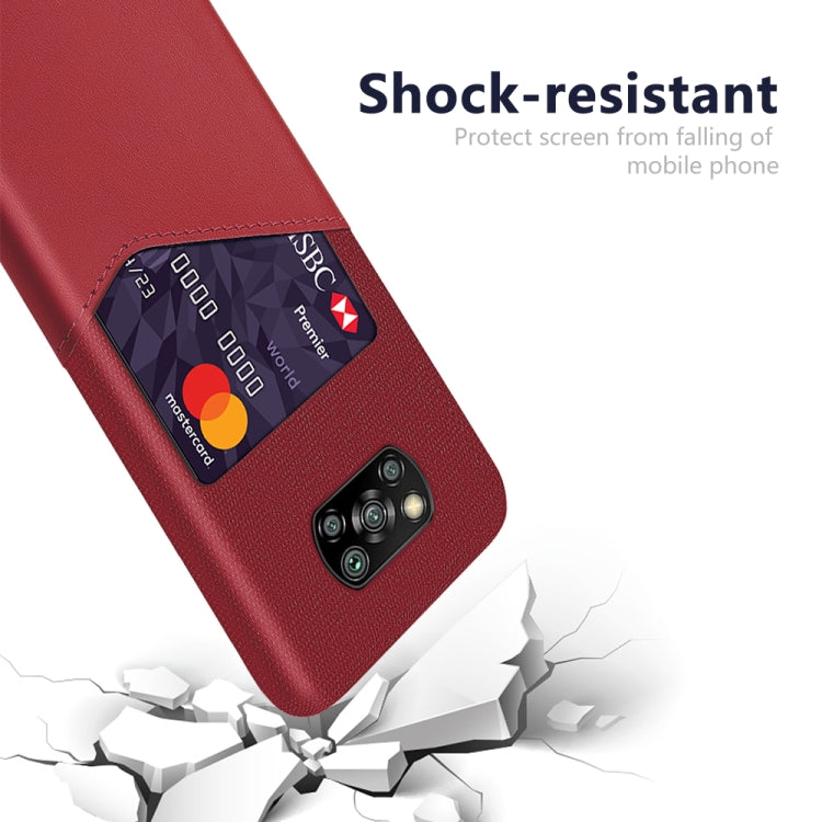 For Xiaomi Poco X3 Cloth Texture PC + PU Leather Back Cover Shockproof Case with Card Slot