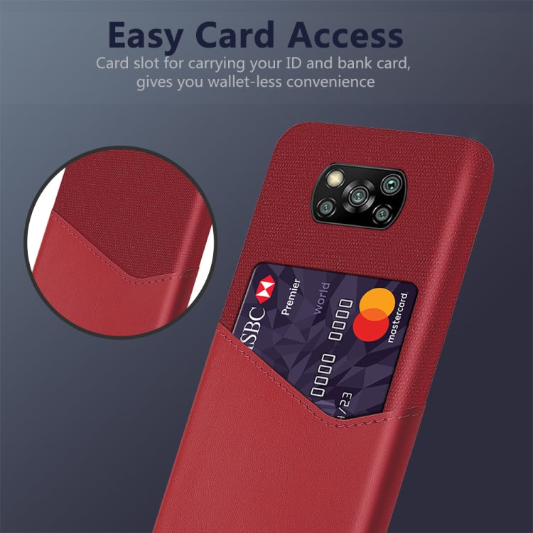 For Xiaomi Poco X3 Cloth Texture PC + PU Leather Back Cover Shockproof Case with Card Slot