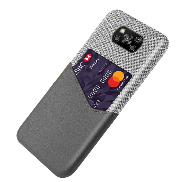 For Xiaomi Poco X3 Cloth Texture PC + PU Leather Back Cover Shockproof Case with Card Slot