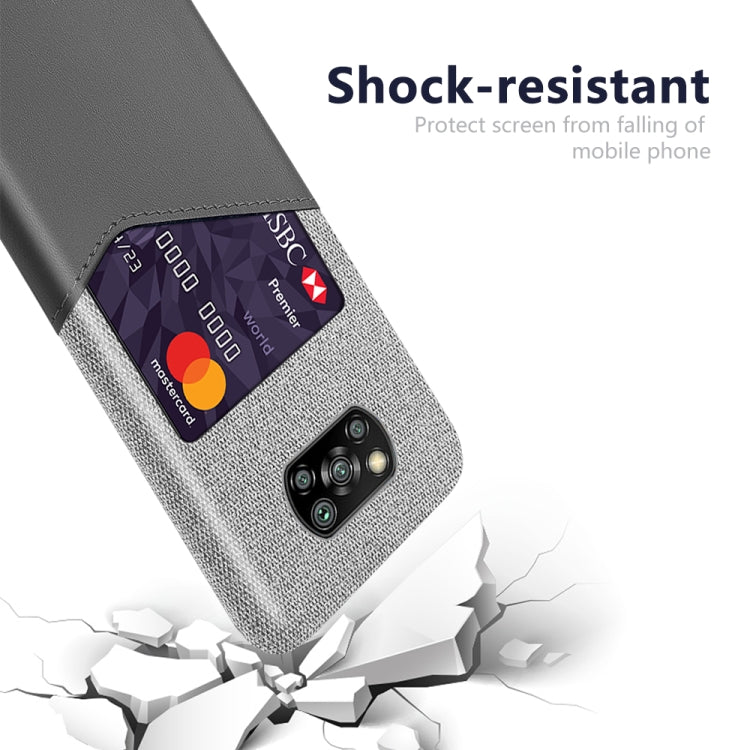 For Xiaomi Poco X3 Cloth Texture PC + PU Leather Back Cover Shockproof Case with Card Slot