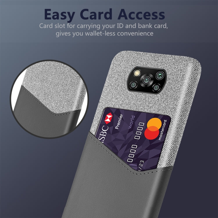 For Xiaomi Poco X3 Cloth Texture PC + PU Leather Back Cover Shockproof Case with Card Slot