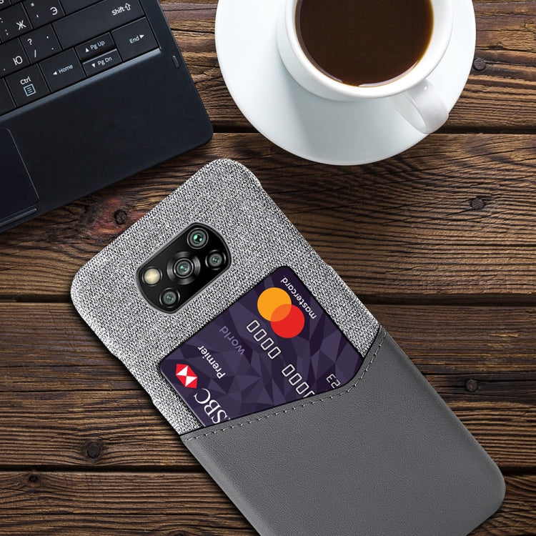 For Xiaomi Poco X3 Cloth Texture PC + PU Leather Back Cover Shockproof Case with Card Slot