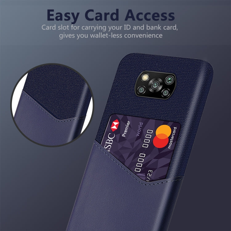 For Xiaomi Poco X3 Cloth Texture PC + PU Leather Back Cover Shockproof Case with Card Slot