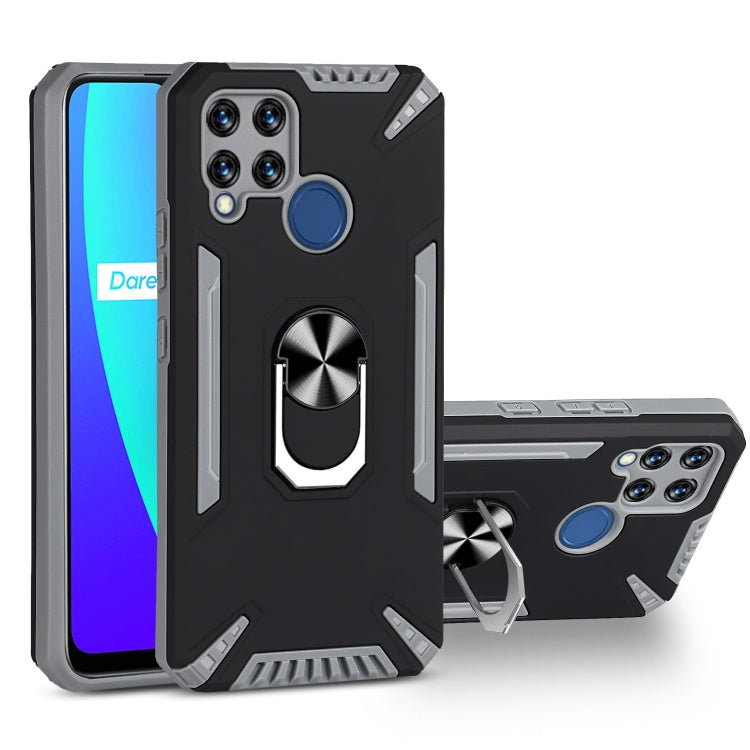 For Realme C15 PC + TPU Protective Case with 360 Degrees Rotatable Ring Holder