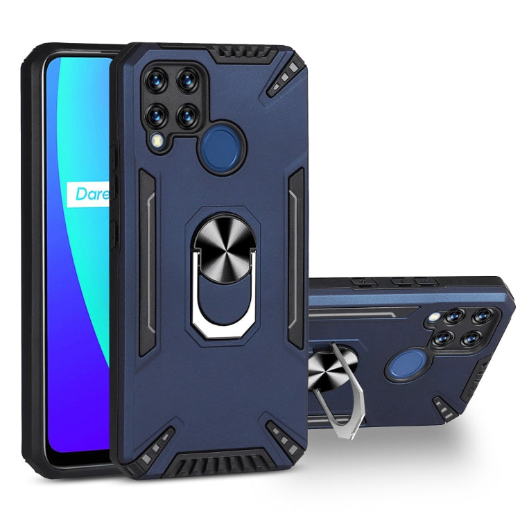 For Realme C15 PC + TPU Protective Case with 360 Degrees Rotatable Ring Holder