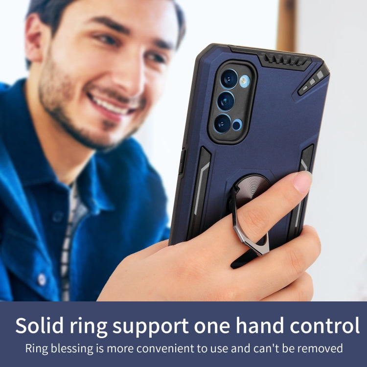 For OPPO Reno4 PC + TPU Protective Case with 360 Degrees Rotatable Ring Holder