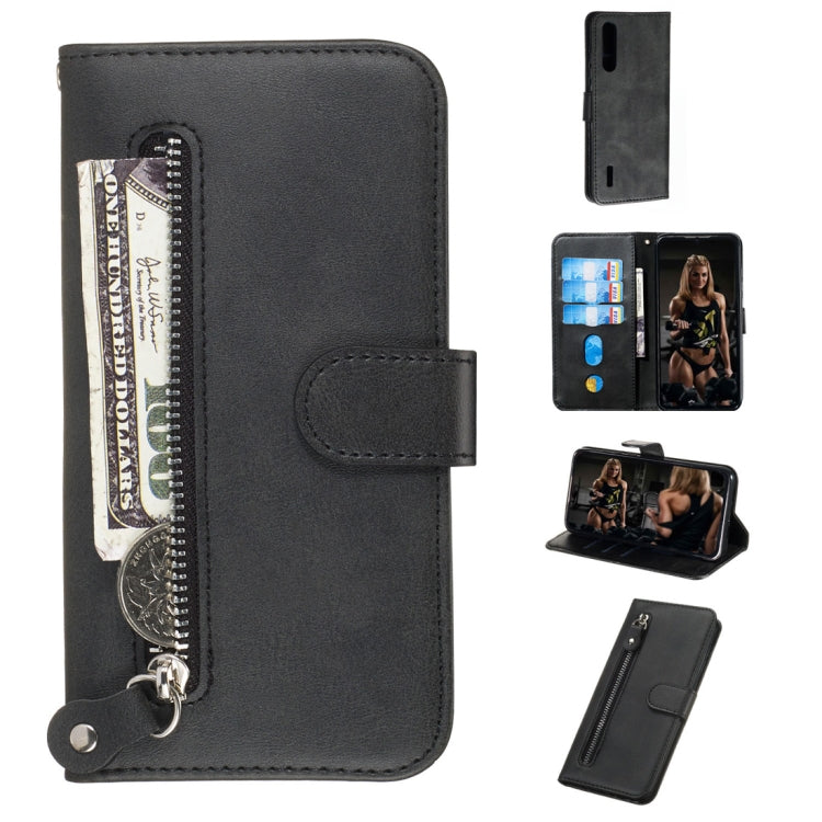 For Xiaomi Mi CC9e / Mi A3 Fashion Calf Texture Zipper Horizontal Flip PU Leather Case, with Holder & Card Slots & Wallet