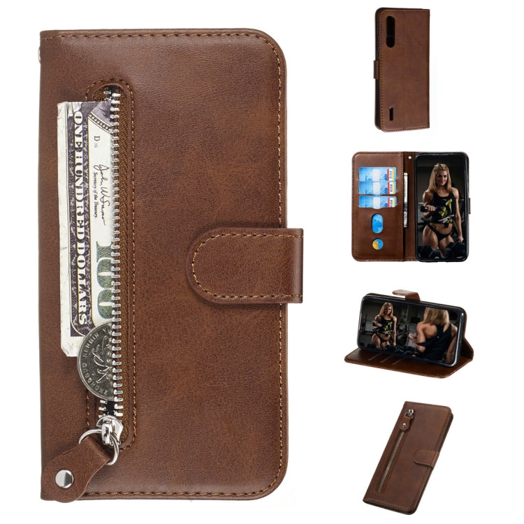 For Xiaomi Mi CC9e / Mi A3 Fashion Calf Texture Zipper Horizontal Flip PU Leather Case, with Holder & Card Slots & Wallet
