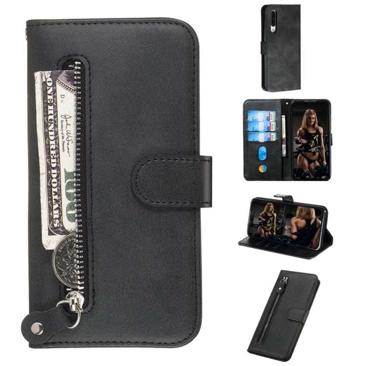 For Xiaomi Mi CC9 / Mi A3 Lite Fashion Calf Texture Zipper Horizontal Flip PU Leather Case, with Holder & Card Slots & Wallet