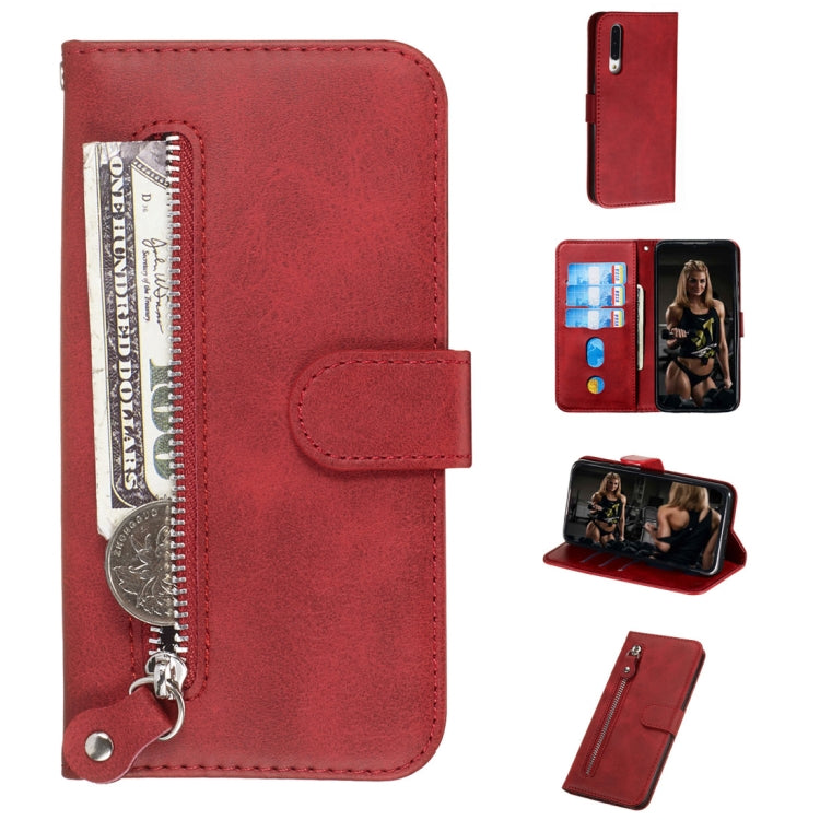 For Xiaomi Mi CC9 / Mi A3 Lite Fashion Calf Texture Zipper Horizontal Flip PU Leather Case, with Holder & Card Slots & Wallet
