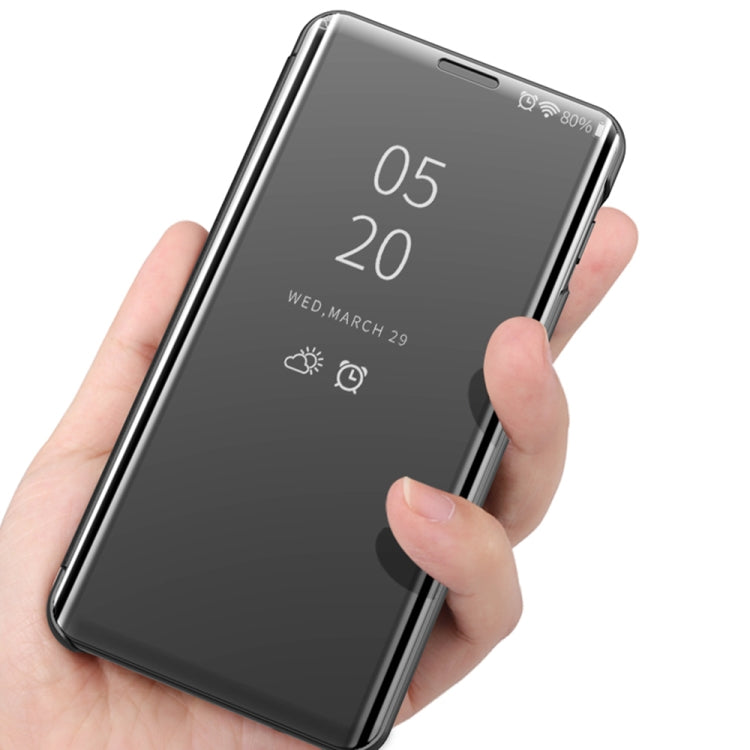 For iPhone 13 Plated Mirror Horizontal Flip Leather Case with Holder