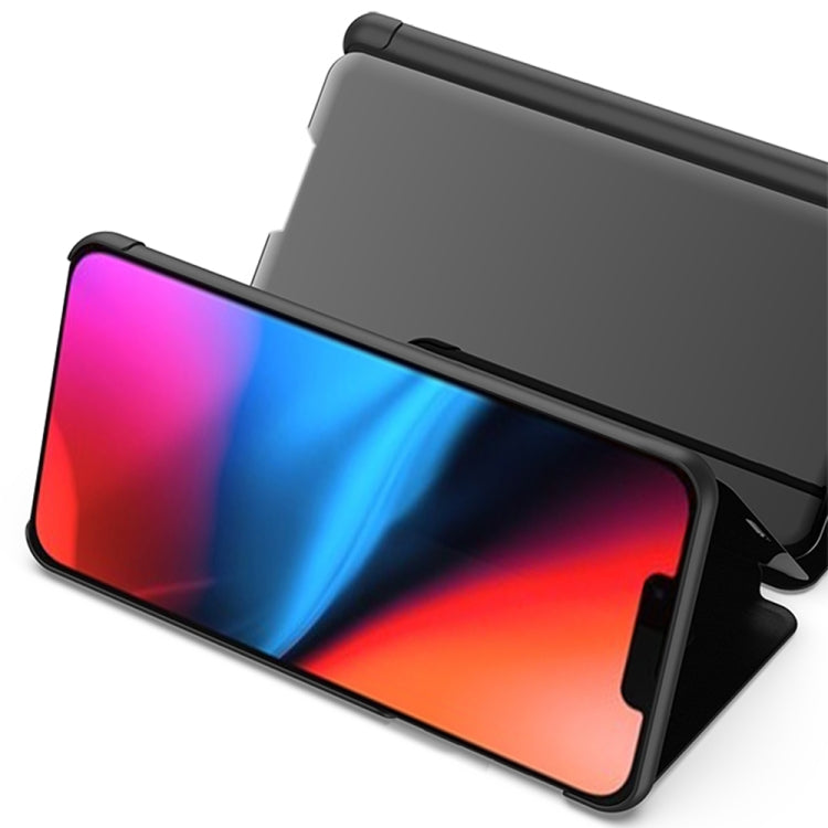 For iPhone 13 Plated Mirror Horizontal Flip Leather Case with Holder