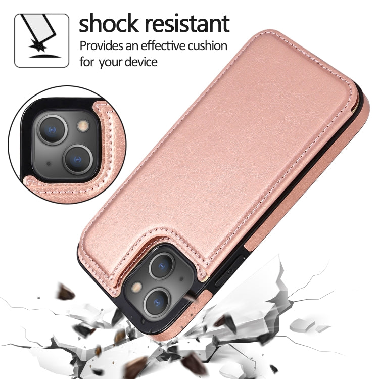 For iPhone 13 Pro Double Buckle Shockproof PU Protective Case with Card Slots & Holder