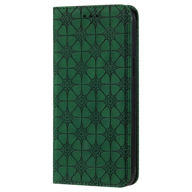For iPhone 13 Pro Max Lucky Flowers Embossing Pattern Magnetic Horizontal Flip Leather Case with Holder & Card Slots