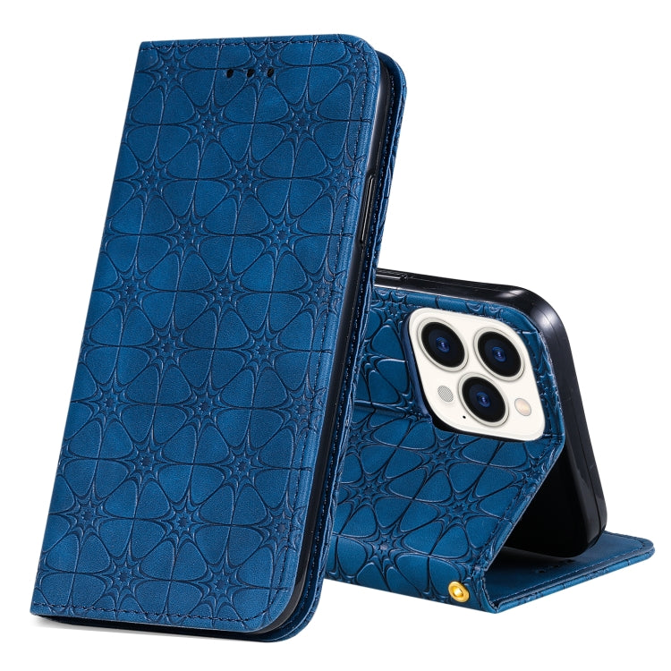 For iPhone 13 Pro Max Lucky Flowers Embossing Pattern Magnetic Horizontal Flip Leather Case with Holder & Card Slots