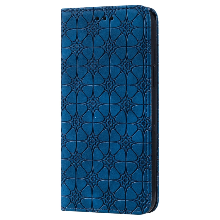 For iPhone 13 Pro Max Lucky Flowers Embossing Pattern Magnetic Horizontal Flip Leather Case with Holder & Card Slots