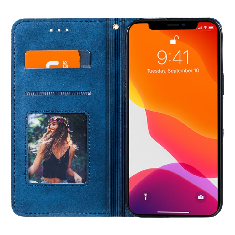 For iPhone 13 Pro Max Lucky Flowers Embossing Pattern Magnetic Horizontal Flip Leather Case with Holder & Card Slots