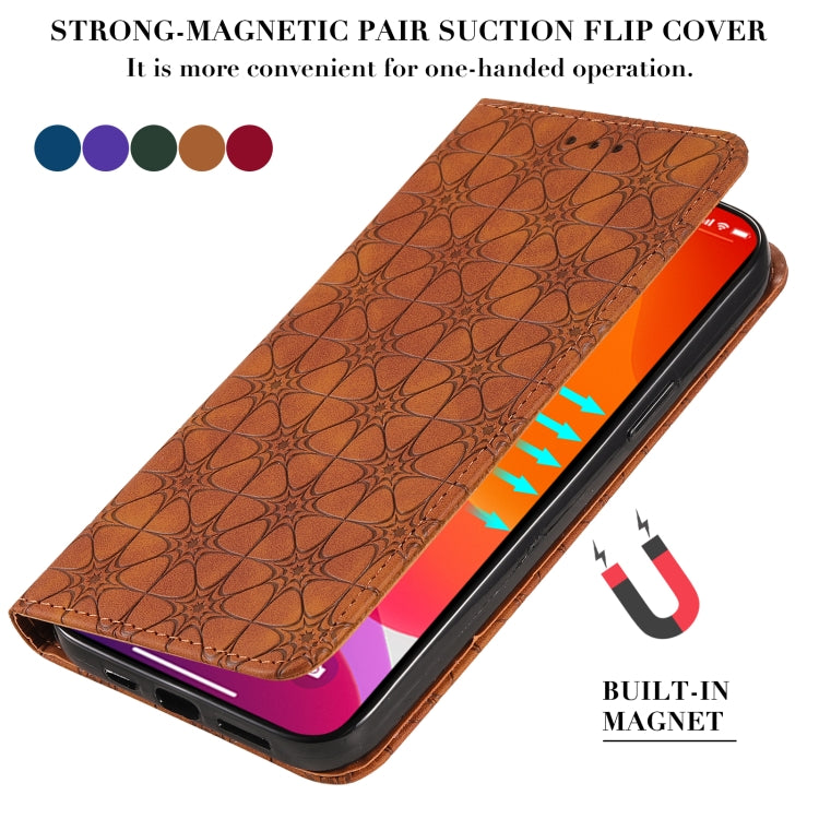 For iPhone 13 Pro Max Lucky Flowers Embossing Pattern Magnetic Horizontal Flip Leather Case with Holder & Card Slots