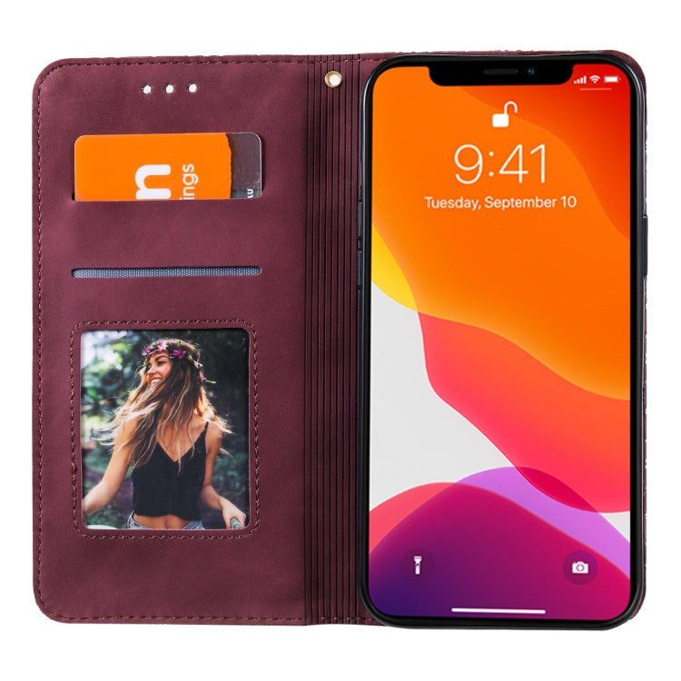 For iPhone 13 Pro Max Lucky Flowers Embossing Pattern Magnetic Horizontal Flip Leather Case with Holder & Card Slots