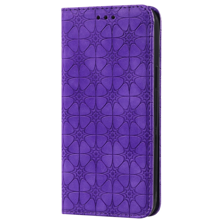 For iPhone 13 Pro Max Lucky Flowers Embossing Pattern Magnetic Horizontal Flip Leather Case with Holder & Card Slots