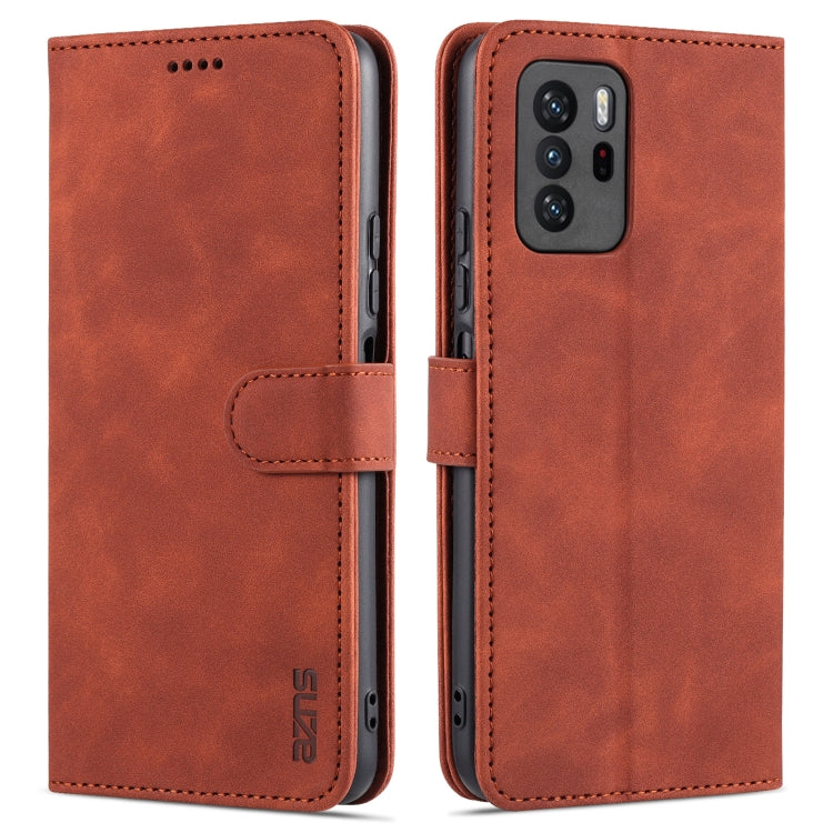 For Xiaomi Redmi Note 10 Pro 5G AZNS Skin Feel Calf Texture Horizontal Flip Leather Case with Card Slots & Holder & Wallet