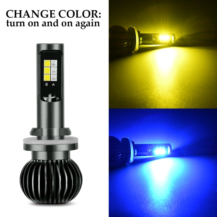 2 PCS EV14 880 / 881 DC9-32V / 3000LM / 30W / 8000K+3000K IP65 Car LED Double Color Fog Light with 12LEDs CSP Lamp Beads(Ice Blue Light + Amber Light)