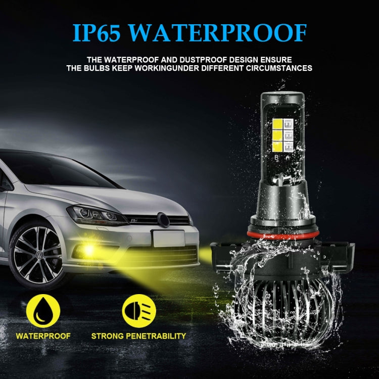 2 PCS EV14 5202 DC9-32V / 3000LM / 30W / 8000K+3000K IP65 Car LED Double Color Fog Light with 12LEDs CSP Lamp Beads(Ice Blue Light + Amber Light)