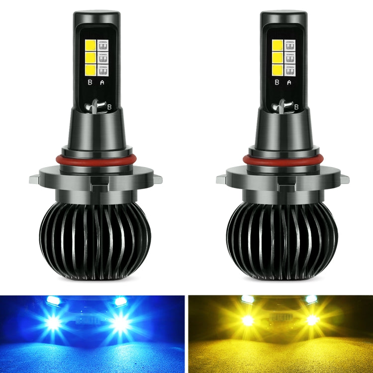 2 PCS EV14 9005 / 9006 DC9-32V / 3000LM / 30W / 8000K+3000K IP65 Car LED Double Color Fog Light with 12LEDs CSP Lamp Beads(Ice Blue Light + Amber Light)