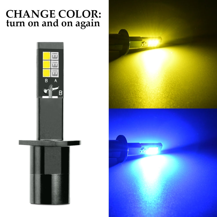 2 PCS EV14 H1 DC9-32V / 3000LM / 30W / 8000K+3000K IP65 Car LED Double Color Fog Light with 12LEDs CSP Lamp Beads(Ice Blue Light + Amber Light)