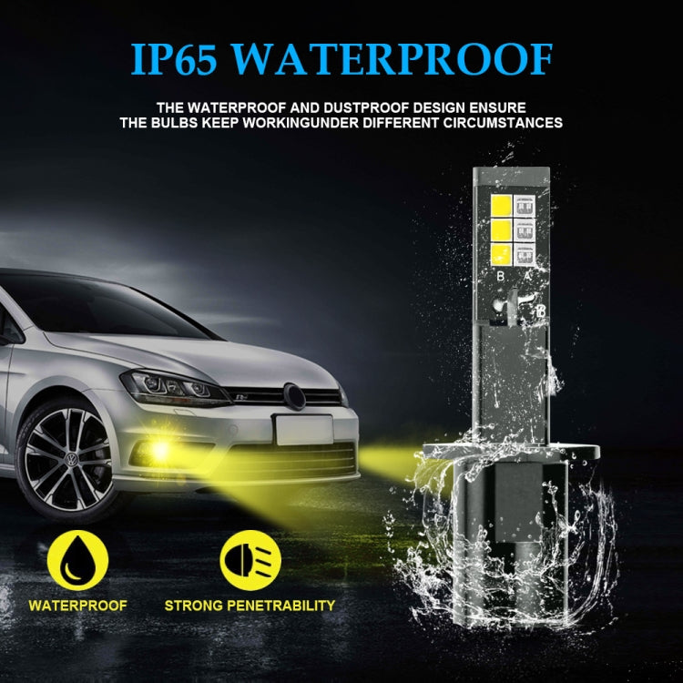 2 PCS EV14 H1 DC9-32V / 3000LM / 30W / 8000K+3000K IP65 Car LED Double Color Fog Light with 12LEDs CSP Lamp Beads(Ice Blue Light + Amber Light)