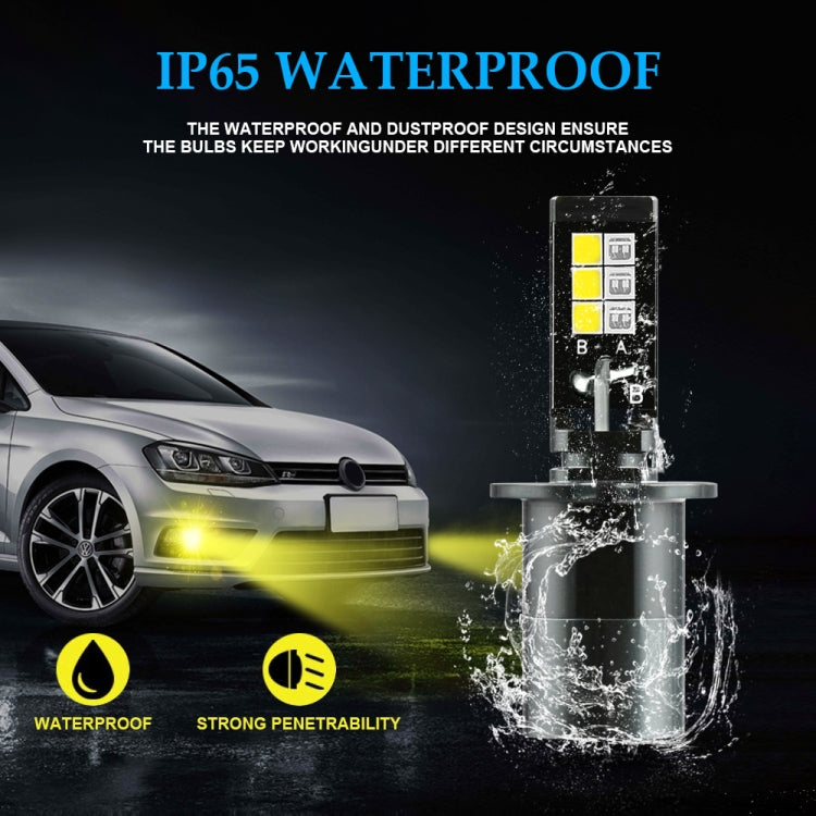 2 PCS EV14 H8 / H11 DC9-32V / 3000LM / 30W / 8000K+3000K IP65 Car LED Double Color Fog Light with 12LEDs CSP Lamp Beads(Ice Blue Light + Amber Light)