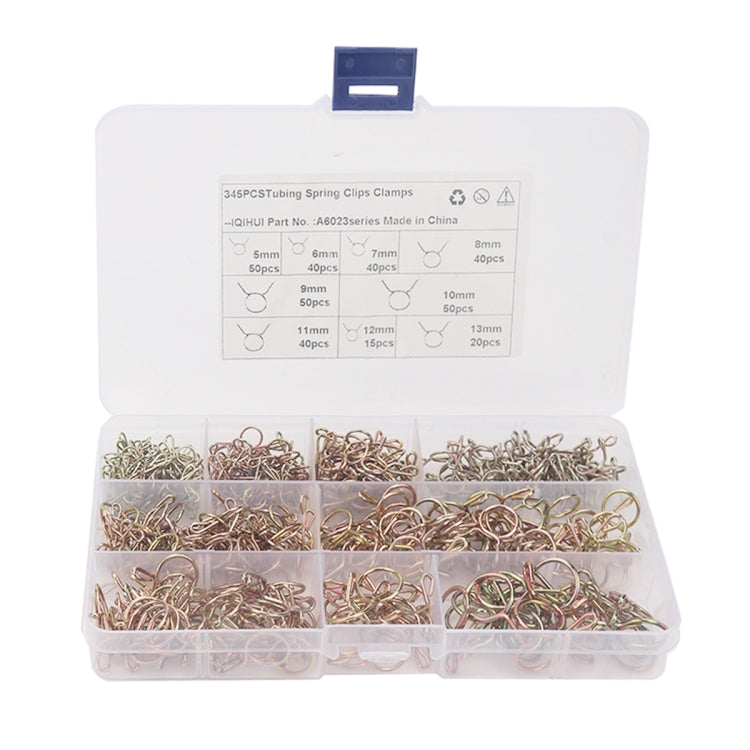 A6023 345 in 1 Galvanized Tubing Spring Clips Clamps Steel Wire Circlip Clamp