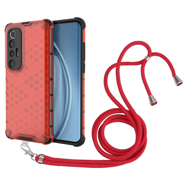 For Xiaomi Mi 10S Shockproof Honeycomb PC + TPU Case with Neck Lanyard
