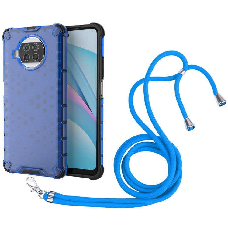 For Xiaomi Mi 10T Lite 5G Shockproof Honeycomb PC + TPU Case with Neck Lanyard