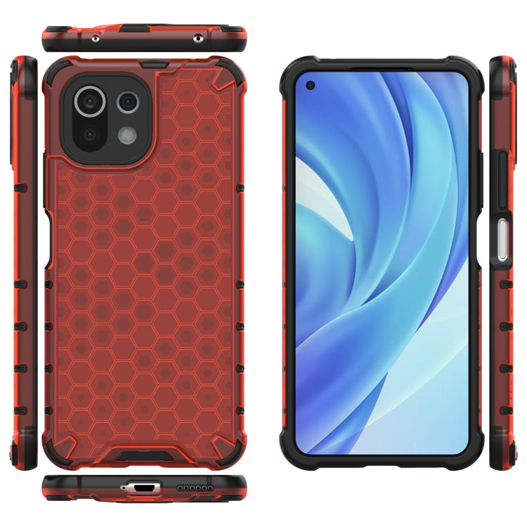 For Xiaomi Mi 11 Lite Shockproof Honeycomb PC + TPU Case with Neck Lanyard