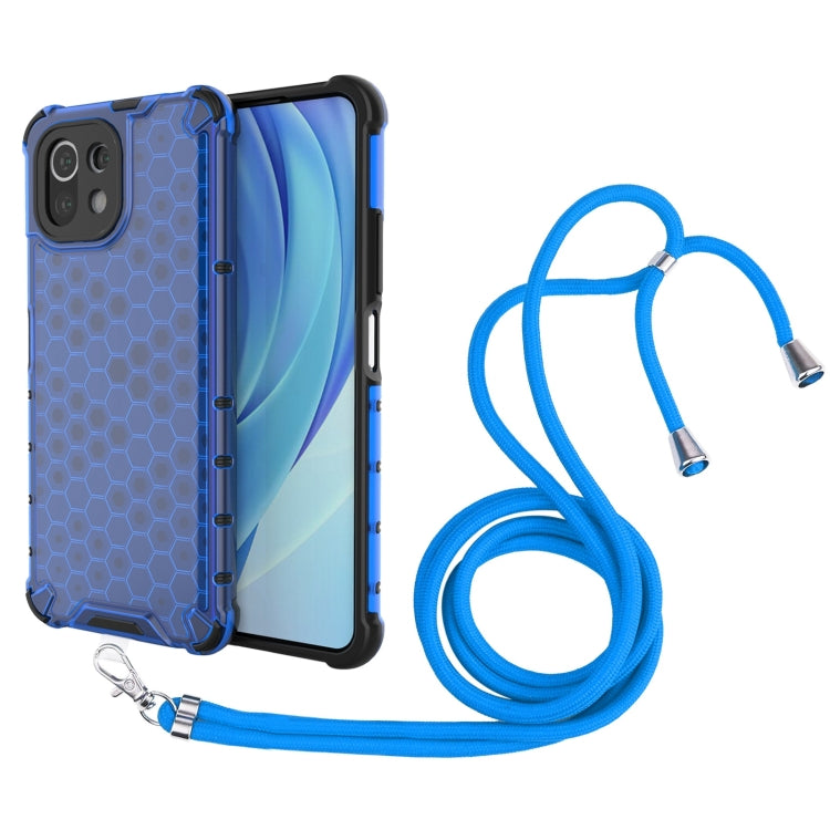 For Xiaomi Mi 11 Lite Shockproof Honeycomb PC + TPU Case with Neck Lanyard