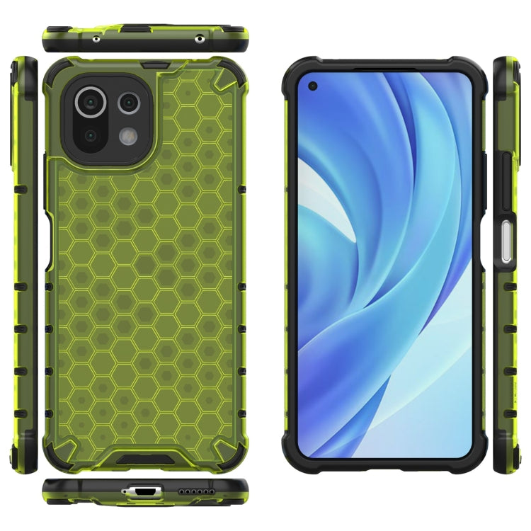 For Xiaomi Mi 11 Lite Shockproof Honeycomb PC + TPU Case with Neck Lanyard