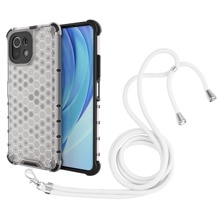 For Xiaomi Mi 11 Lite Shockproof Honeycomb PC + TPU Case with Neck Lanyard
